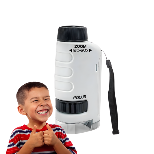 Microscopio de Bolsillo Portátil (12 muestras para observar incluidas)